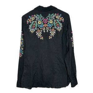 Stetson Embroidered Western Shirt Medium Floral Festival Snap Black `Rodeo Retro